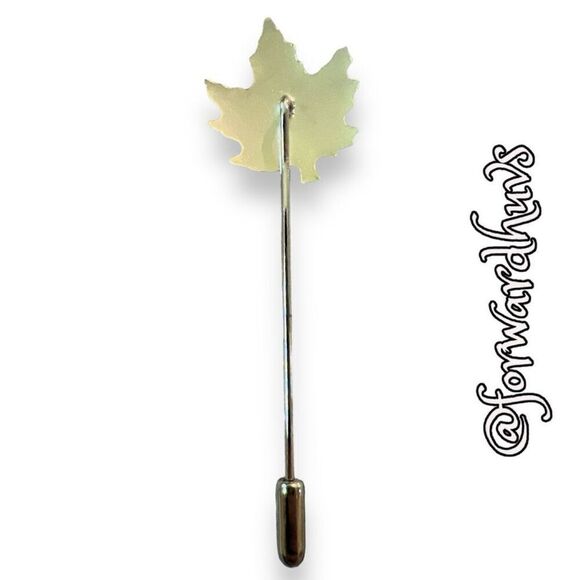 Vintage Silver Tone Maple Leaf Hatpin Stickpin - Picture 4 of 8